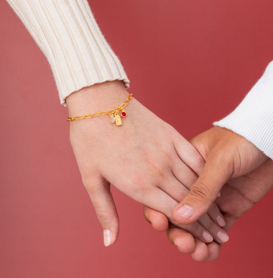 Pulsera piedras de aniversario+ inicial