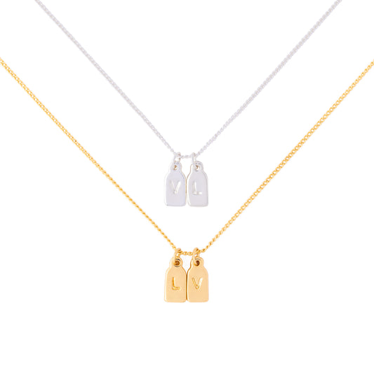 PAR de collares de iniciales dorado y plateado