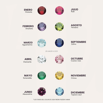 PAR de pulseras de iniciales + piedra de aniversario PLATEADAS