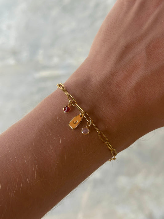 Pulsera piedras de aniversario+ inicial